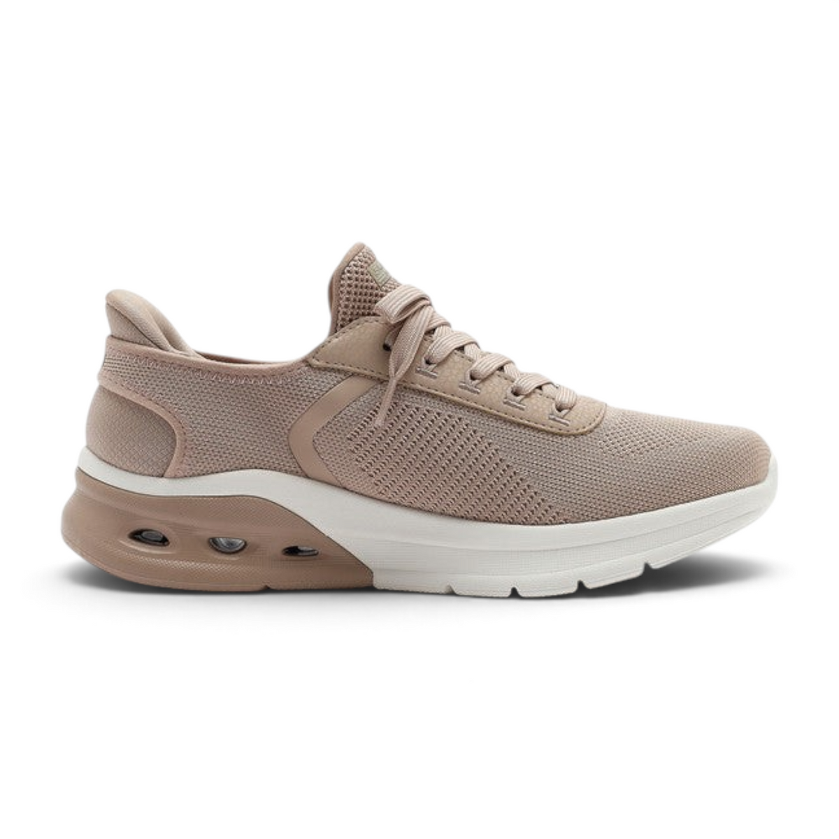 FRG Skechers BOBS ARC WAVES 2.0 tan slip-on sneakers with lightweight mesh upper and cushioned white sole