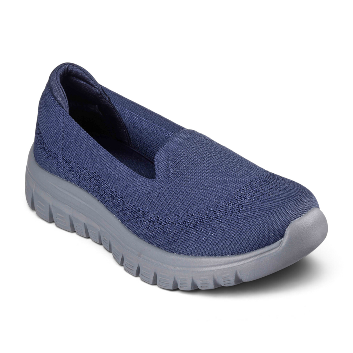 FRG GRACEFUL VIEW FINDER navy blue slip-on sneaker with a breathable knit upper and a comfortable grey sole