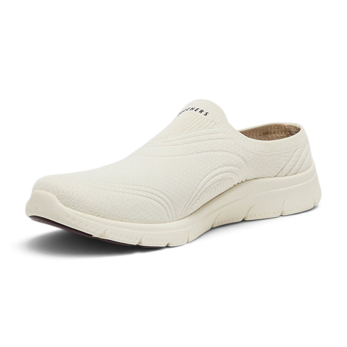FRG ARCH FIT REFINE 2.0 slip-on mule in cream knit fabric with a cushioned white sole for comfort