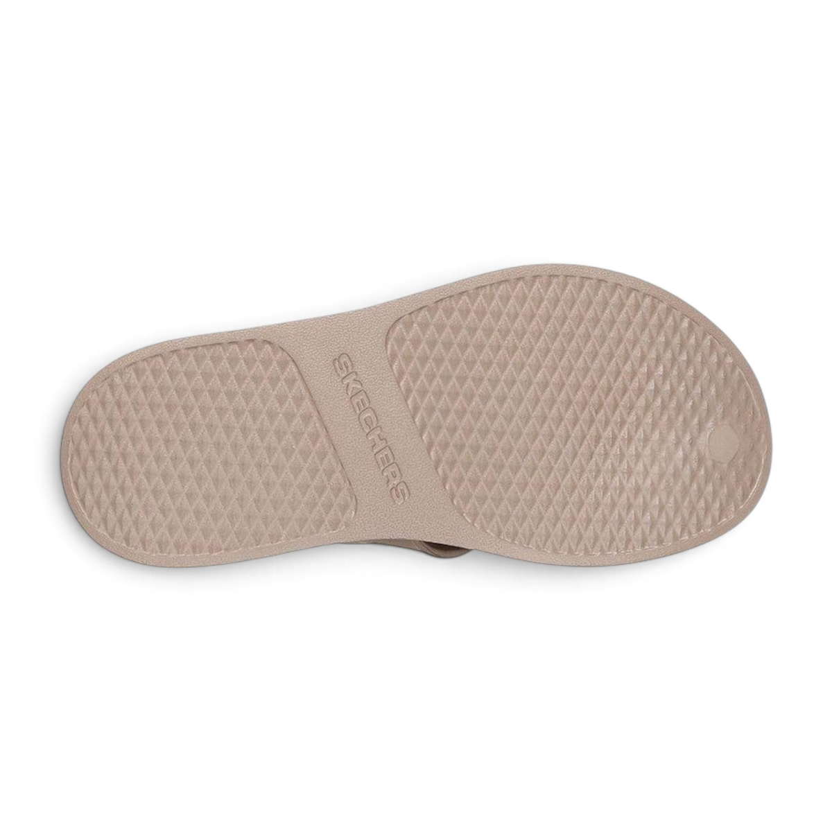 FRG Skechers Arch Fit Upbeat taupe sandal showing the textured outsole with brand logo detail