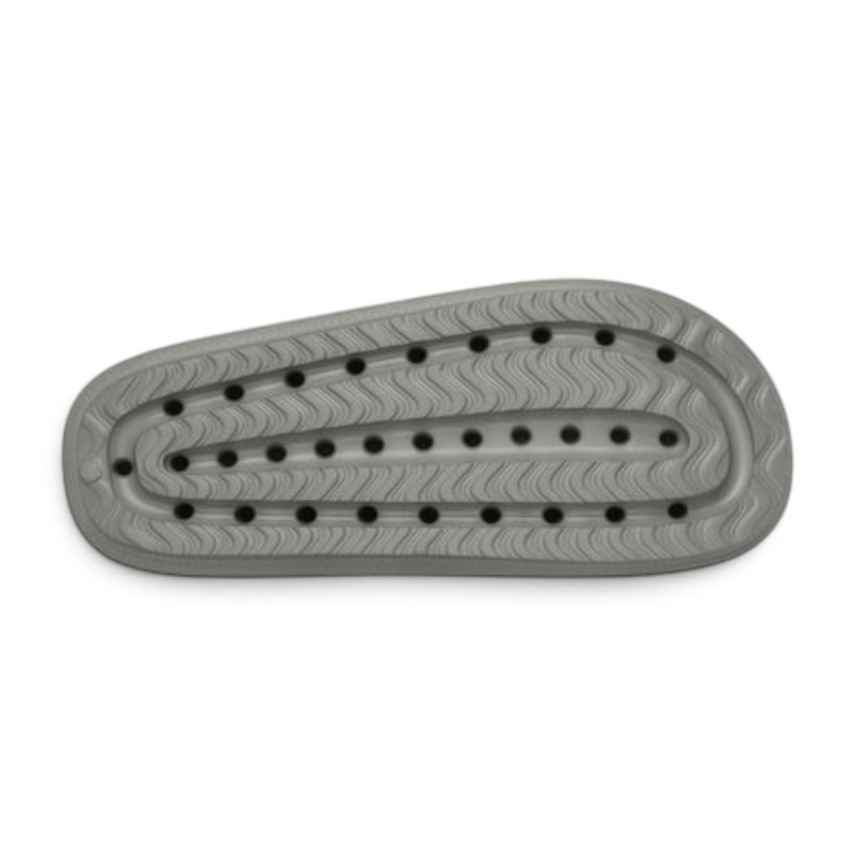 FRG Women Arch Fit Horizon grey molded single band slide sandal showing the textured footbed with ventilation holes