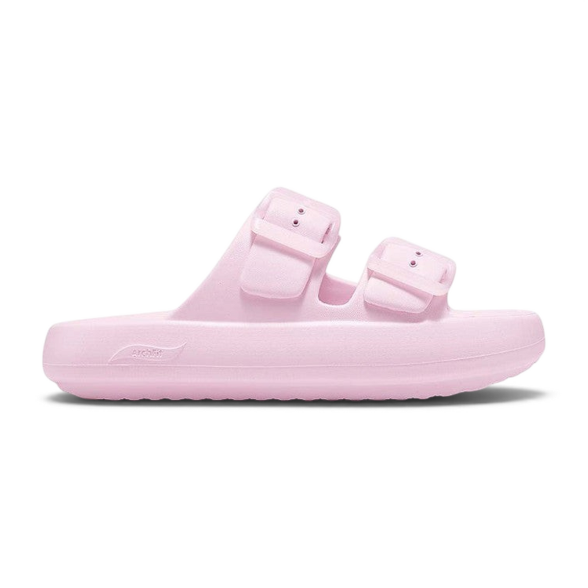 FRG Skechers Foamies Arch Fit Horizon Wind Down blush pink dual-band slide sandal with podiatrist-certified support