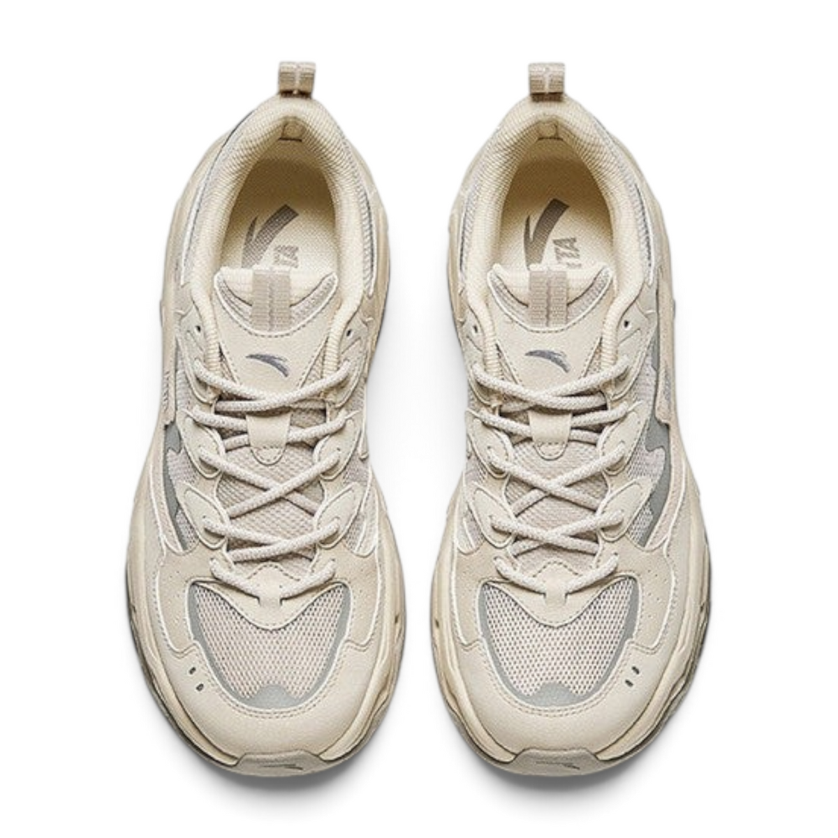 FRG ANTA Meteorolite chunky casual sneakers in light grey, smoke grey, and silver with mesh and suede detailing.