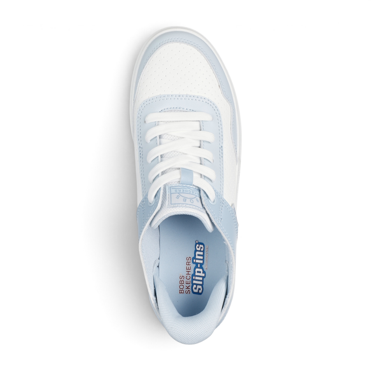 FRG BOBS D'Vine So Hooked slip-on sneaker in white and light blue colorblocked synthetic duraleather
