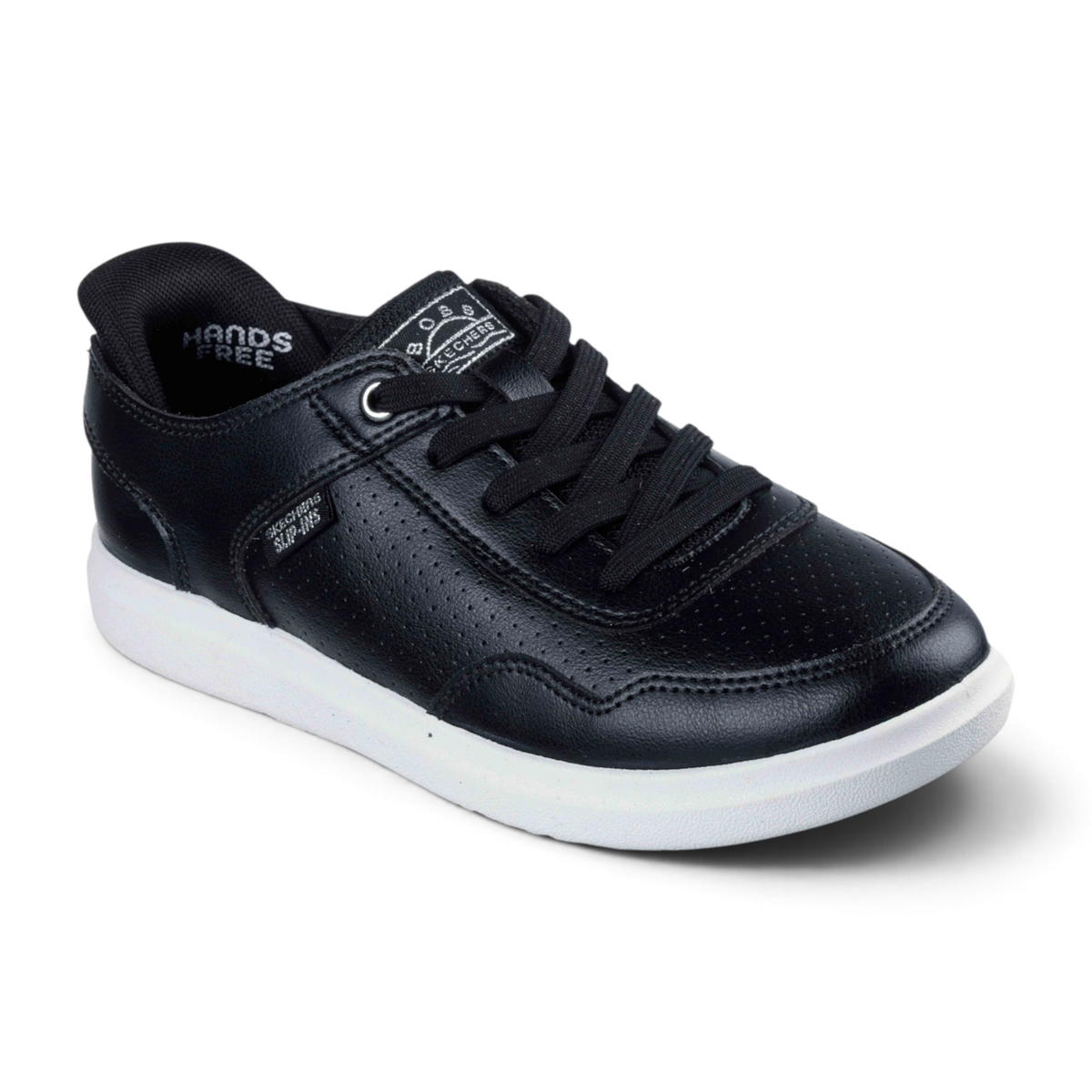FRG BOBS D'VINE - SO HOOKED black leather slip-on sneaker with white sole and Hands Free technology