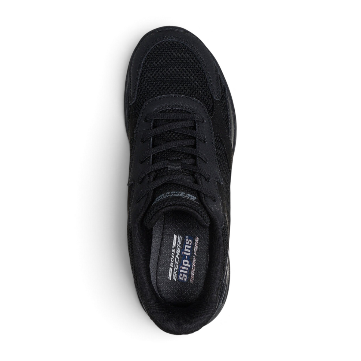 FRG Skechers BOBS Arc Waves 2.0 black slip-in sneaker with breathable mesh upper and cushioned memory foam insole