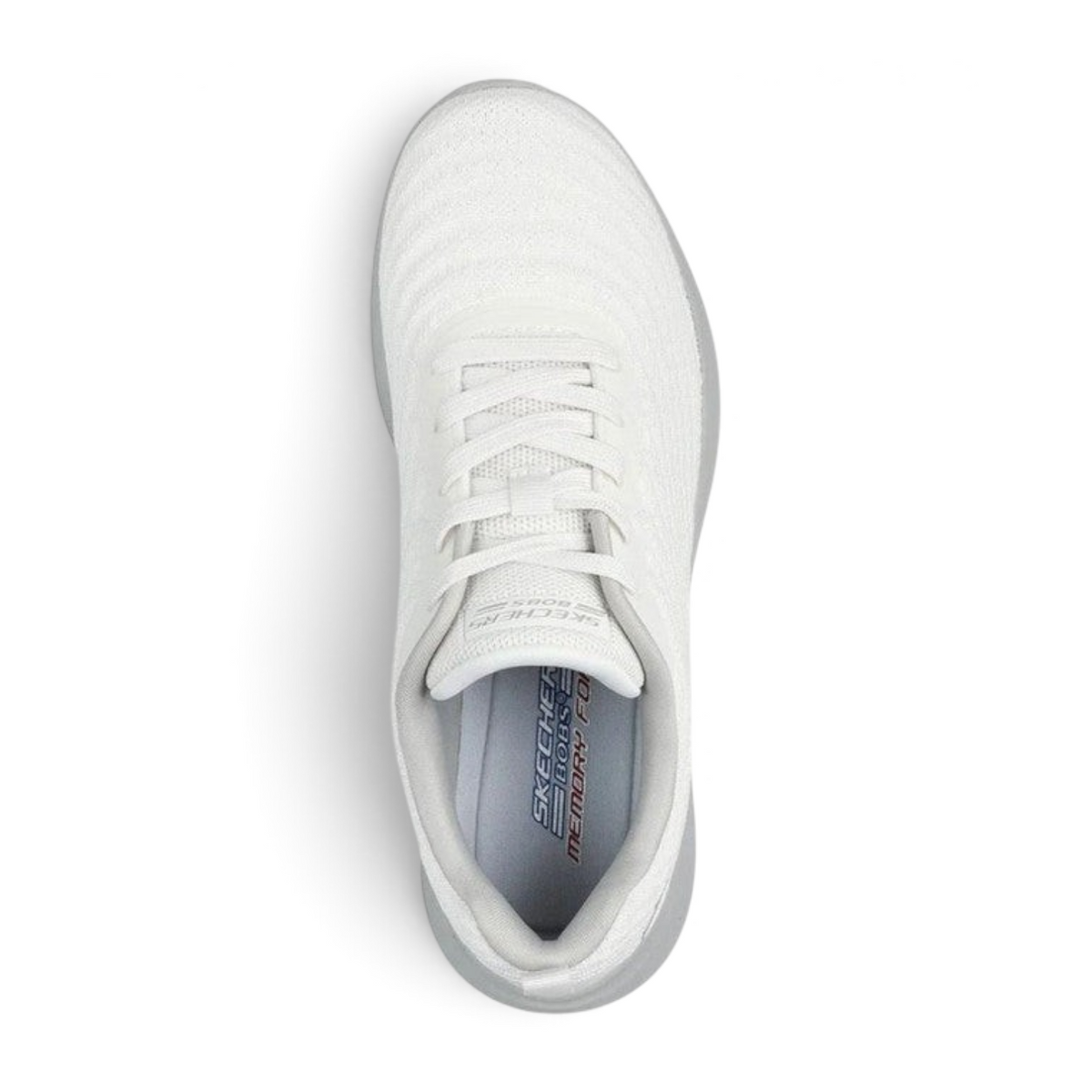 FRG Skechers BOBS Moda Flex Mellow Dawn white breathable lifestyle sneaker with memory foam insole, top view