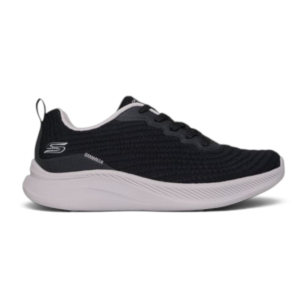 FRG BOBS MODA FLEX MELLOW DAWN black knit sneaker with white cushioned midsole and side logo detail