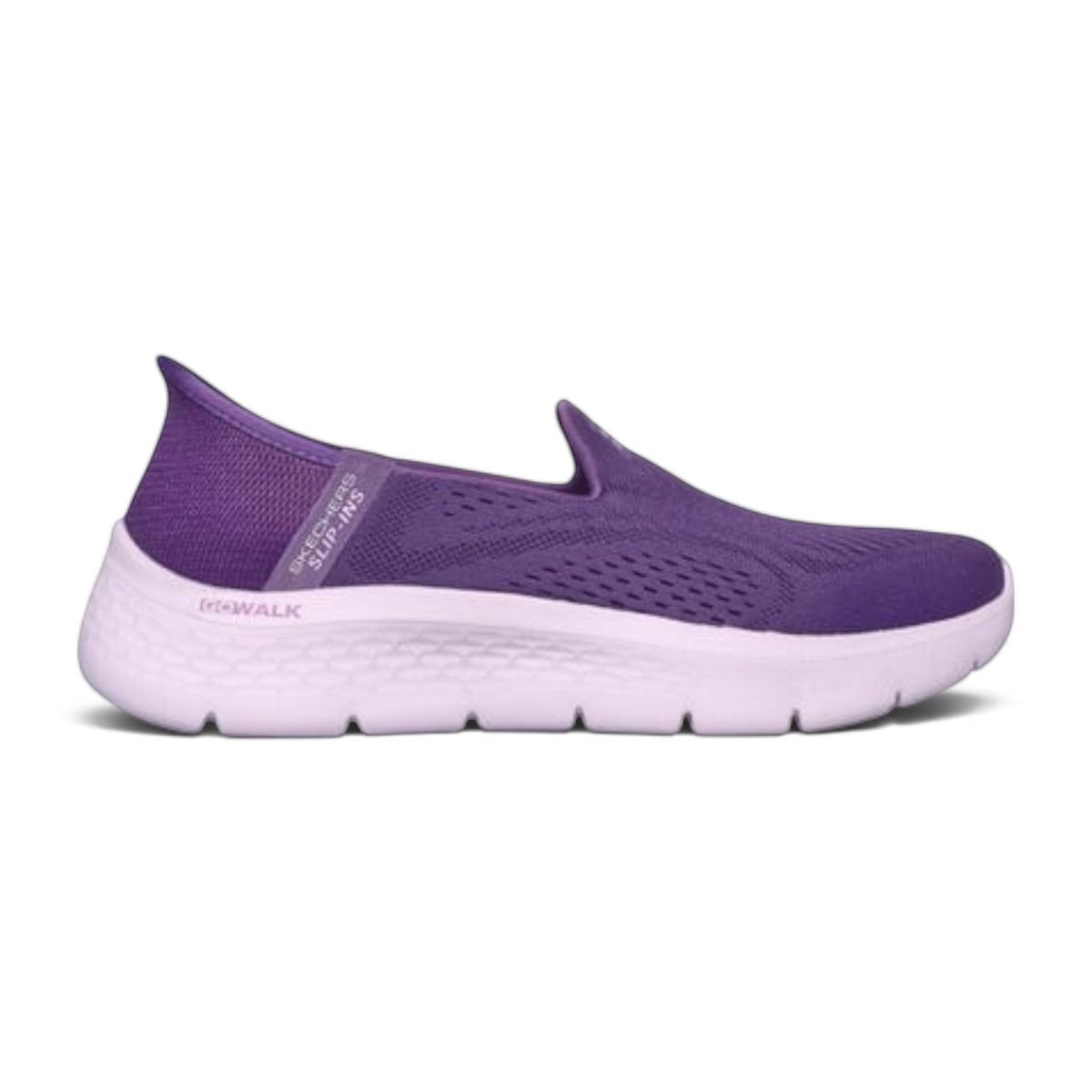 FRG Skechers Go Walk Flex Yael slip-on walking shoe in purple mesh with a white cushioned sole
