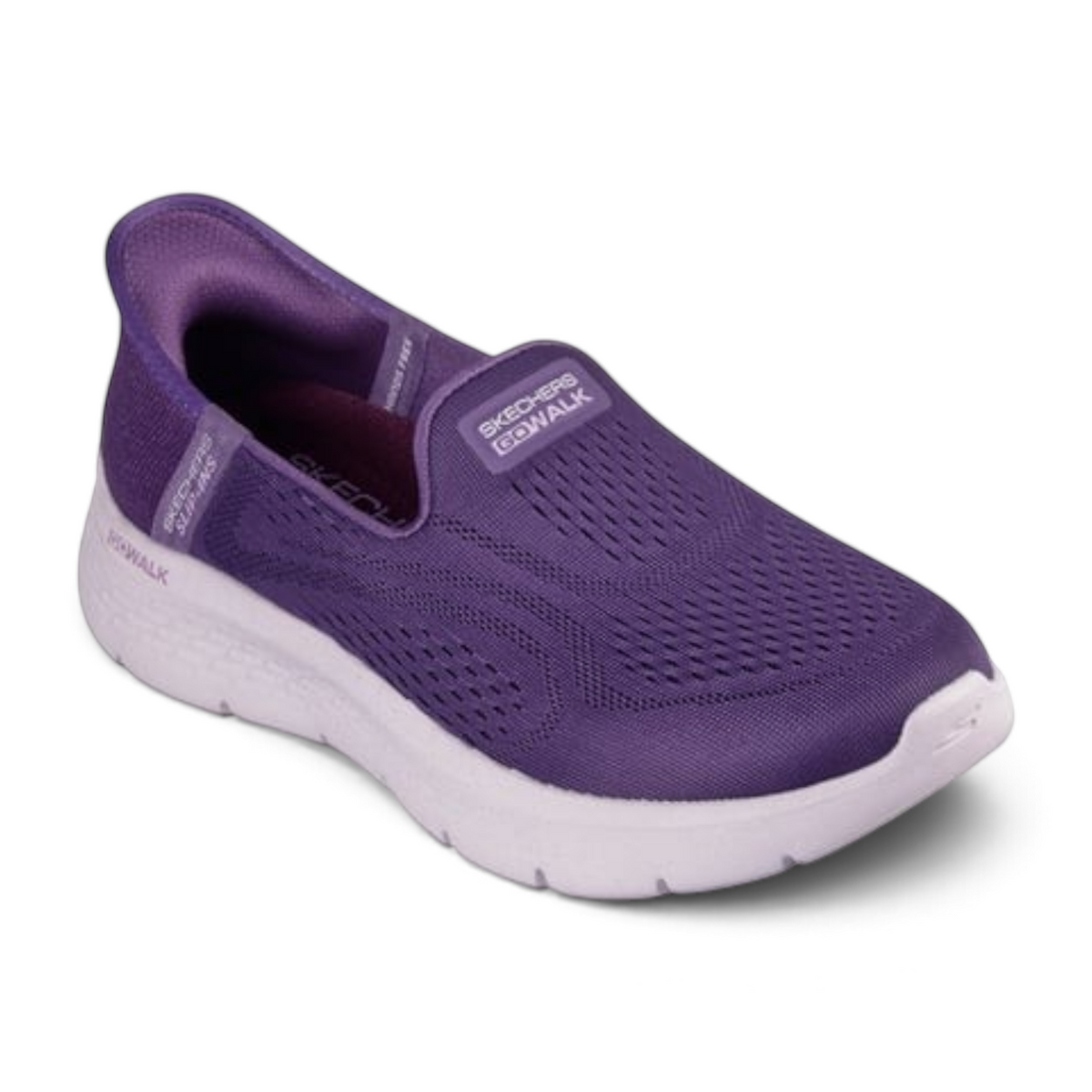 FRG Skechers GO WALK FLEX YAEL purple slip-on walking shoe with breathable mesh upper and white cushioned sole