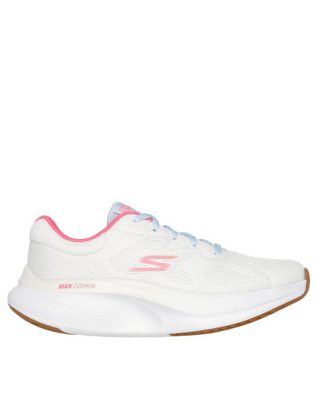 FRG Skechers GO Walk Max Walker Vea in natural white with mint laces and a vibrant pink interior lining
