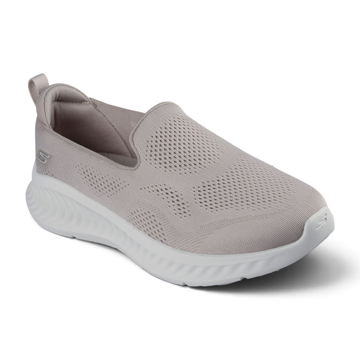 FRG GO WALK NOW ELIANA slip-on sneaker in light taupe mesh with a cushioned white athletic sole
