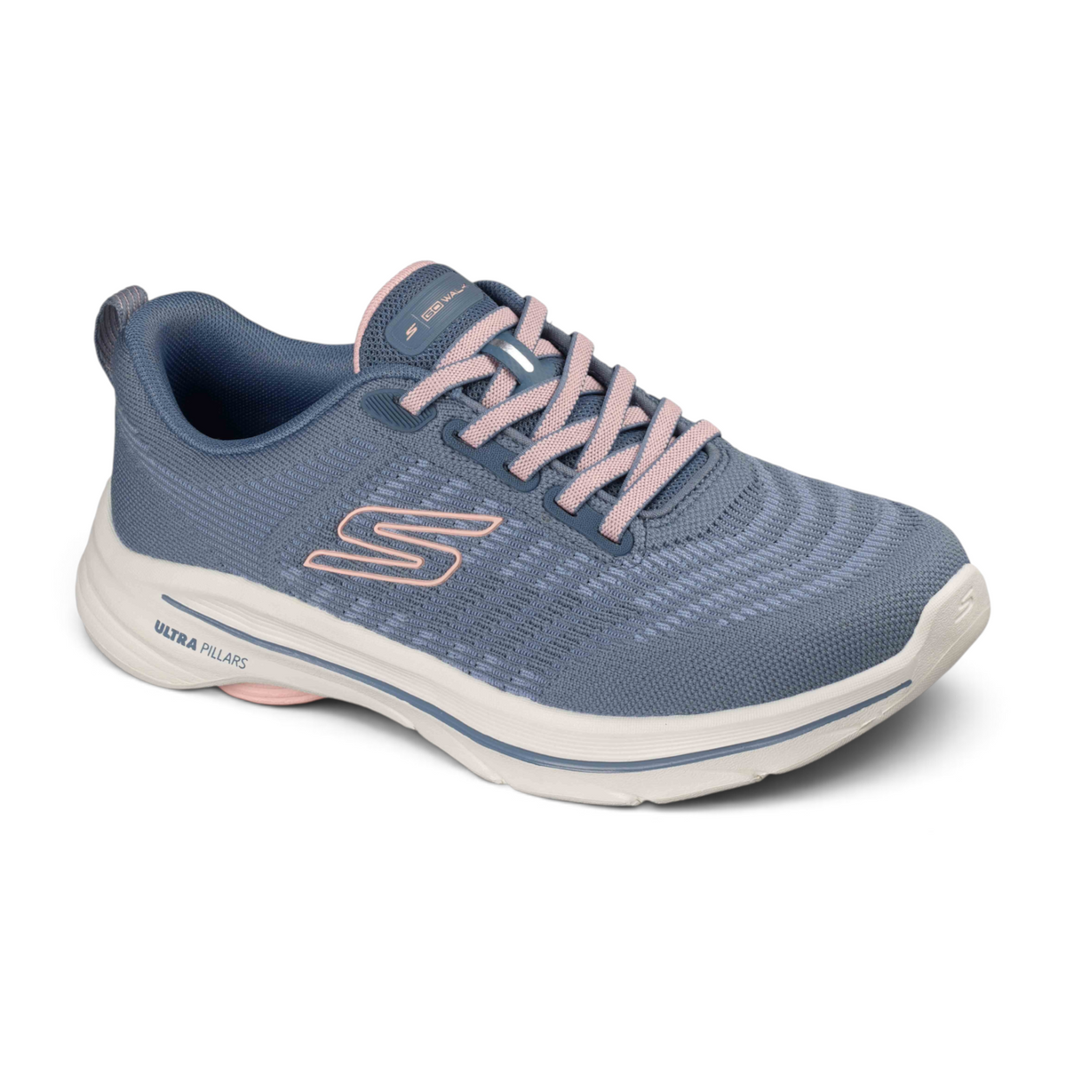 FRG GO WALK 8 - BRITT women's walking shoe in blue mesh with pink laces and Ultra Pillars cushioned sole