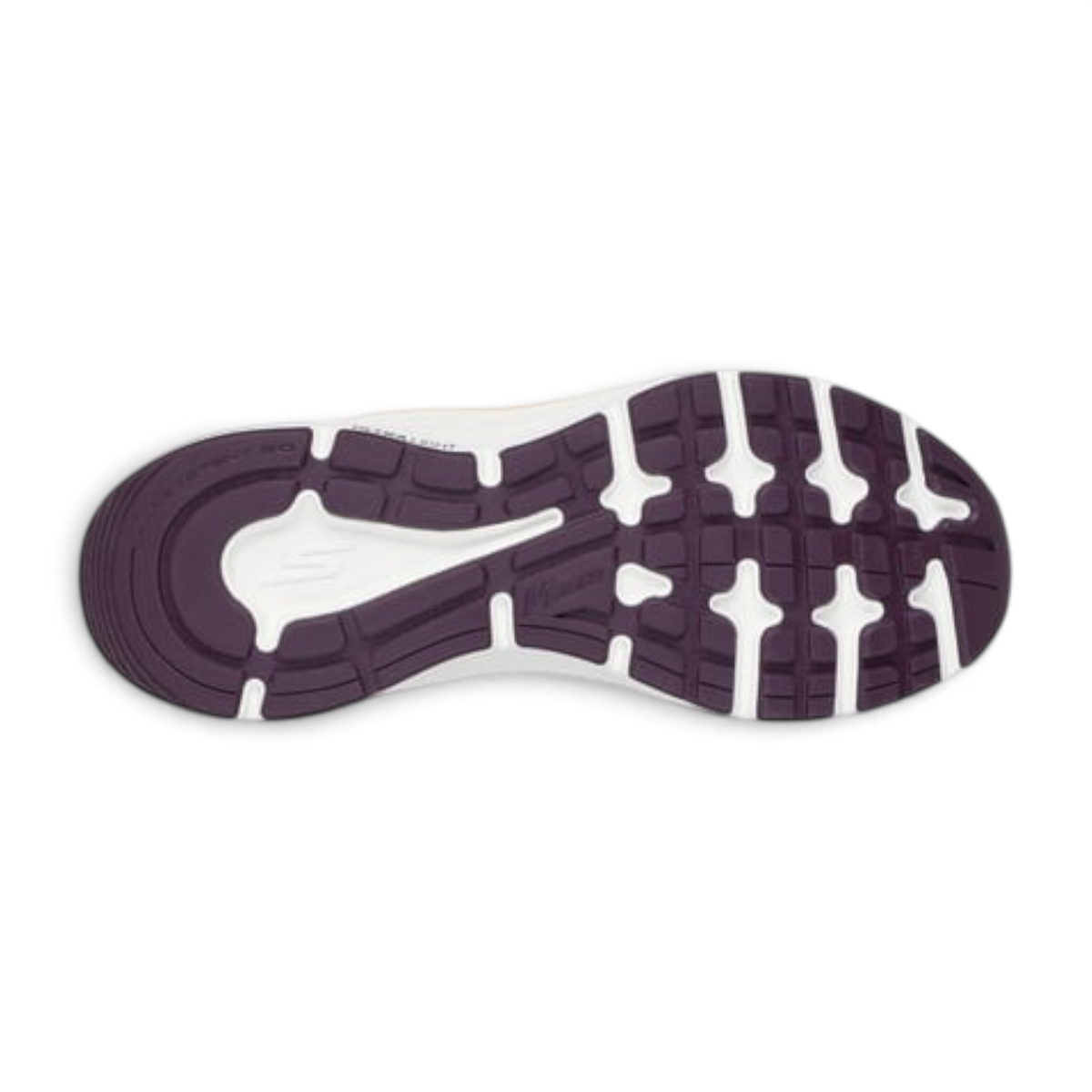 FRG GO RUN CONSISTENT 2.0 LOCKHART running shoe showing the purple and white patterned rubber outsole tread
