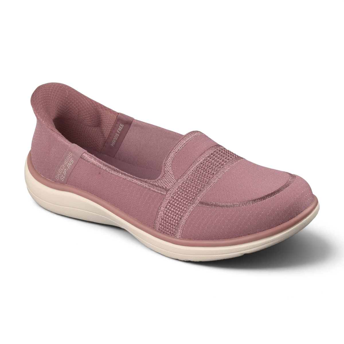 FRG SKECHERS Street Tres-Air Uno Vision-Airy slip-in sneaker in mauve with a comfortable cushioned beige sole