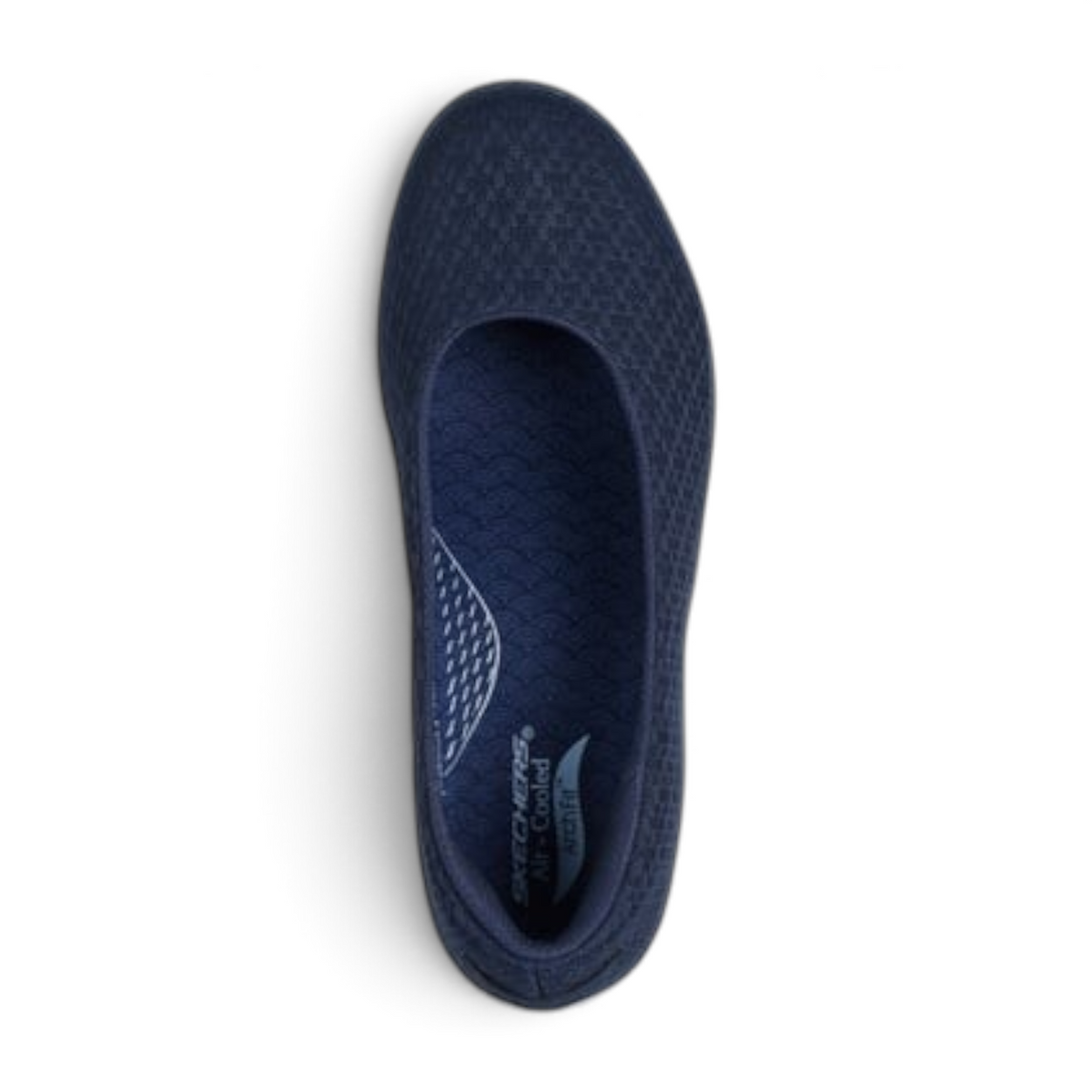 FRG Arch Fit Inspire Aubrey navy blue slip-on flat with breathable mesh upper and cushioned insole top view