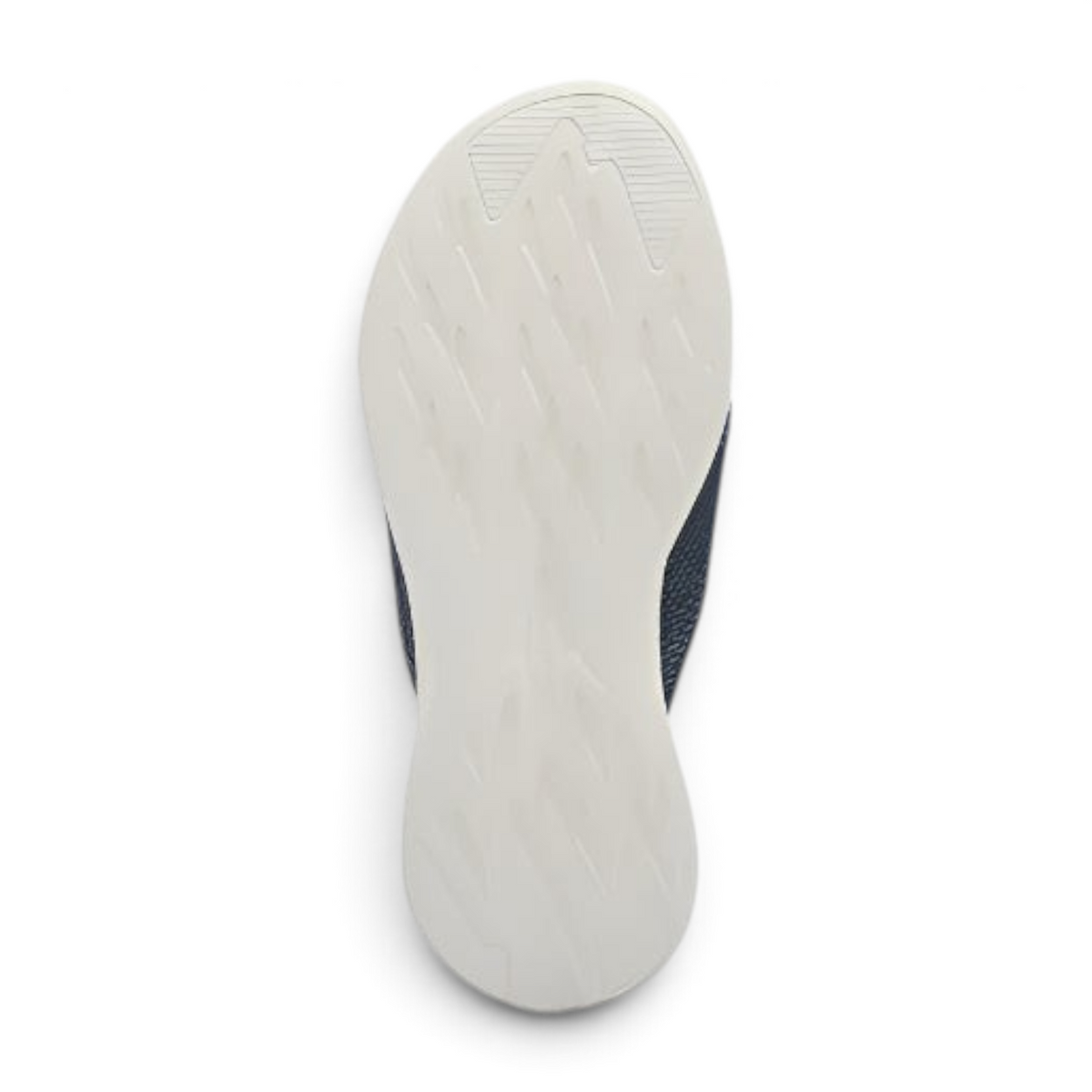 FRG Skechers On-the-GO 600 Flourish thong sandal showing the white textured 5GEN cushioned outsole from below