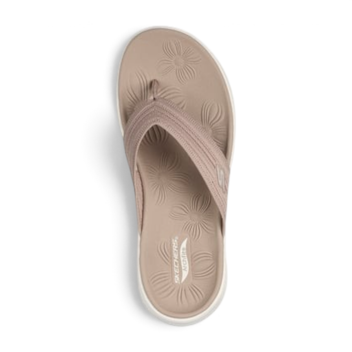 FRG Skechers Arch Fit Radiance Lure thong sandal in beige with floral embossed footbed and mono mesh upper