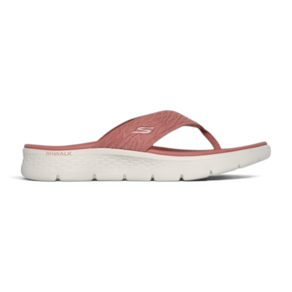 FRG Skechers GO WALK Flex Splendor 3-point thong sandal in dusty pink with a white cushioned sole and knit upper