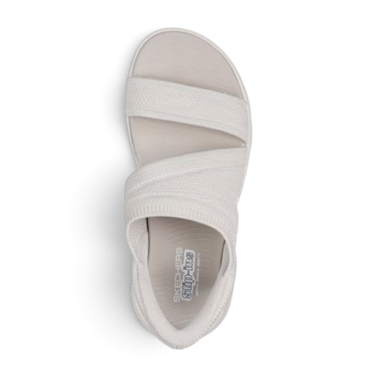 FRG Skechers Slip-ins Go Walk Flex Enticing sandal in off-white with a comfortable cushioned footbed and strap design.