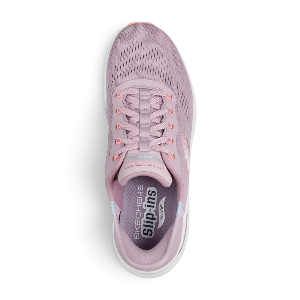 FRG Skechers Arch Fit 2.0 Easy Chic mauve multi slip-on sneaker with engineered mesh upper and cushioned insole.