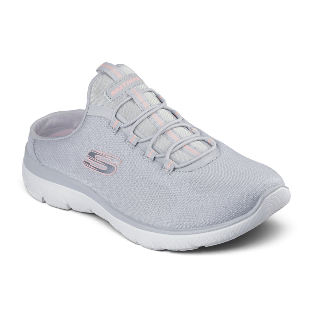 FRG SUMMITS - SIMPLY SWEET light grey slip-on sneaker with pink accents and a white cushioned sole