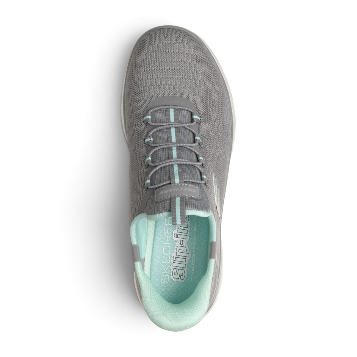FRG SUMMITS DREAM CHASER grey mesh slip-in sneakers with light blue accents and memory foam insoles