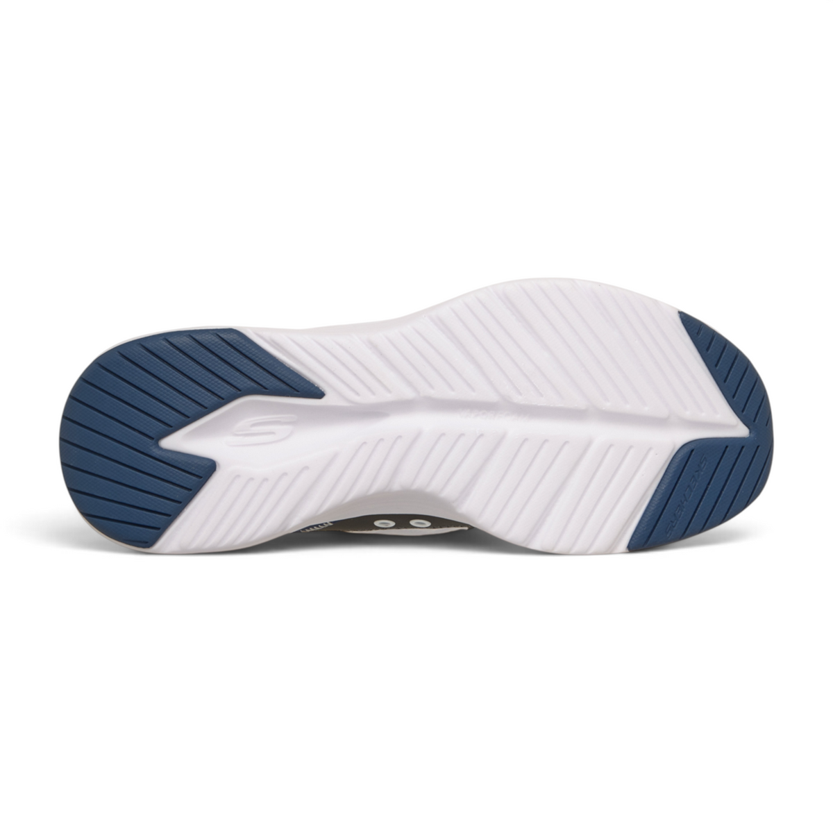 FRG Skechers Sports Cozy Fit slip-in sneaker white and navy rubber outsole with textured grip pattern