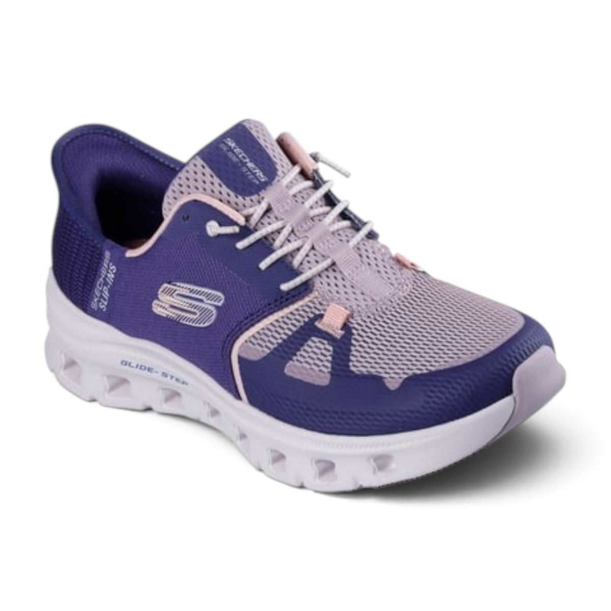 FRG GLIDE-STEP PRO purple mesh slip-in sneakers with white cushioned soles and elastic laces