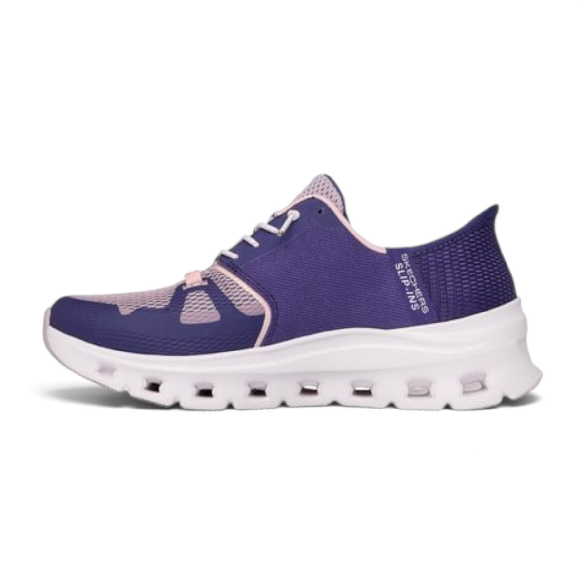 FRG GLIDE-STEP PRO purple and light pink slip-on athletic sneaker with a white cushioned sole
