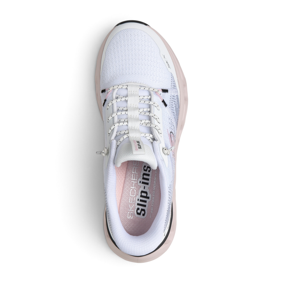 FRG GLIDE-STEP ALTUS FAST LANE white slip-on athletic sneaker with cushioned memory foam insole, top-down view