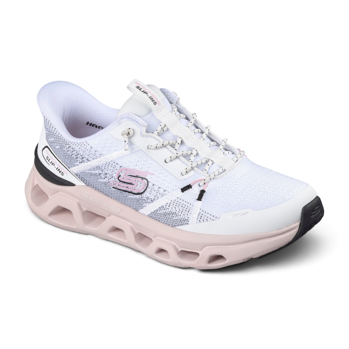 FRG GLIDE-STEP ALTUS FAST LANE white and pale pink slip-in athletic sneaker with breathable mesh and geometric sole