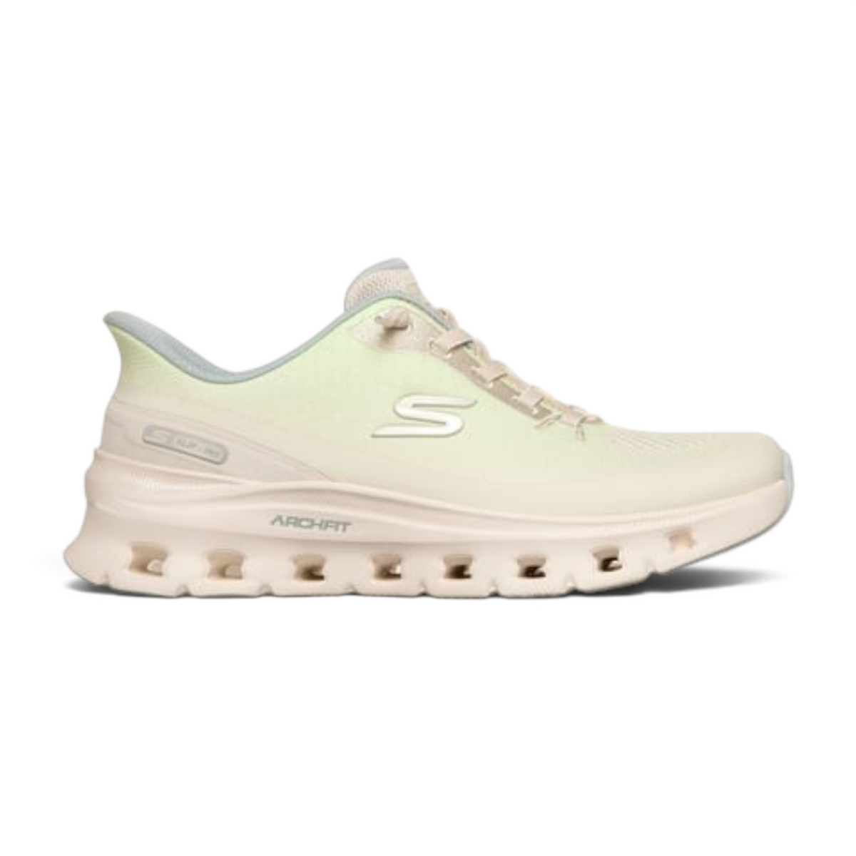 FRG ARCH FIT GLIDE-STEP PRO women's athletic sneaker in pale yellow with a cushioned, sculpted midsole.