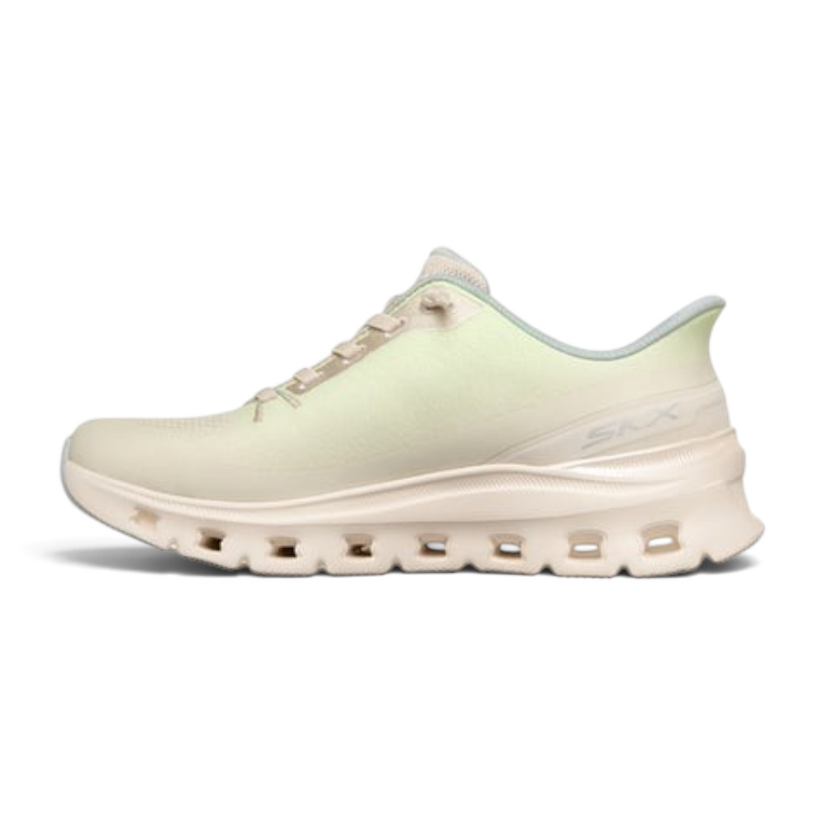 FRG Arch Fit Glide-Step Pro sneaker in light beige with a cushioned platform sole and breathable mesh upper