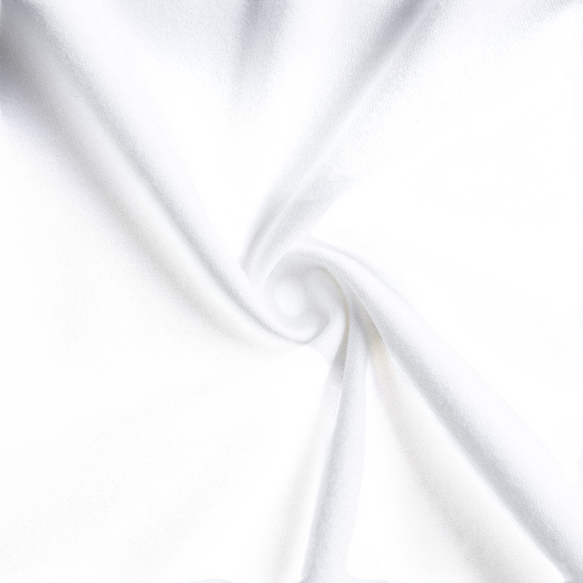 FRG white cotton short sleeve t-shirt fabric with a soft, swirled texture