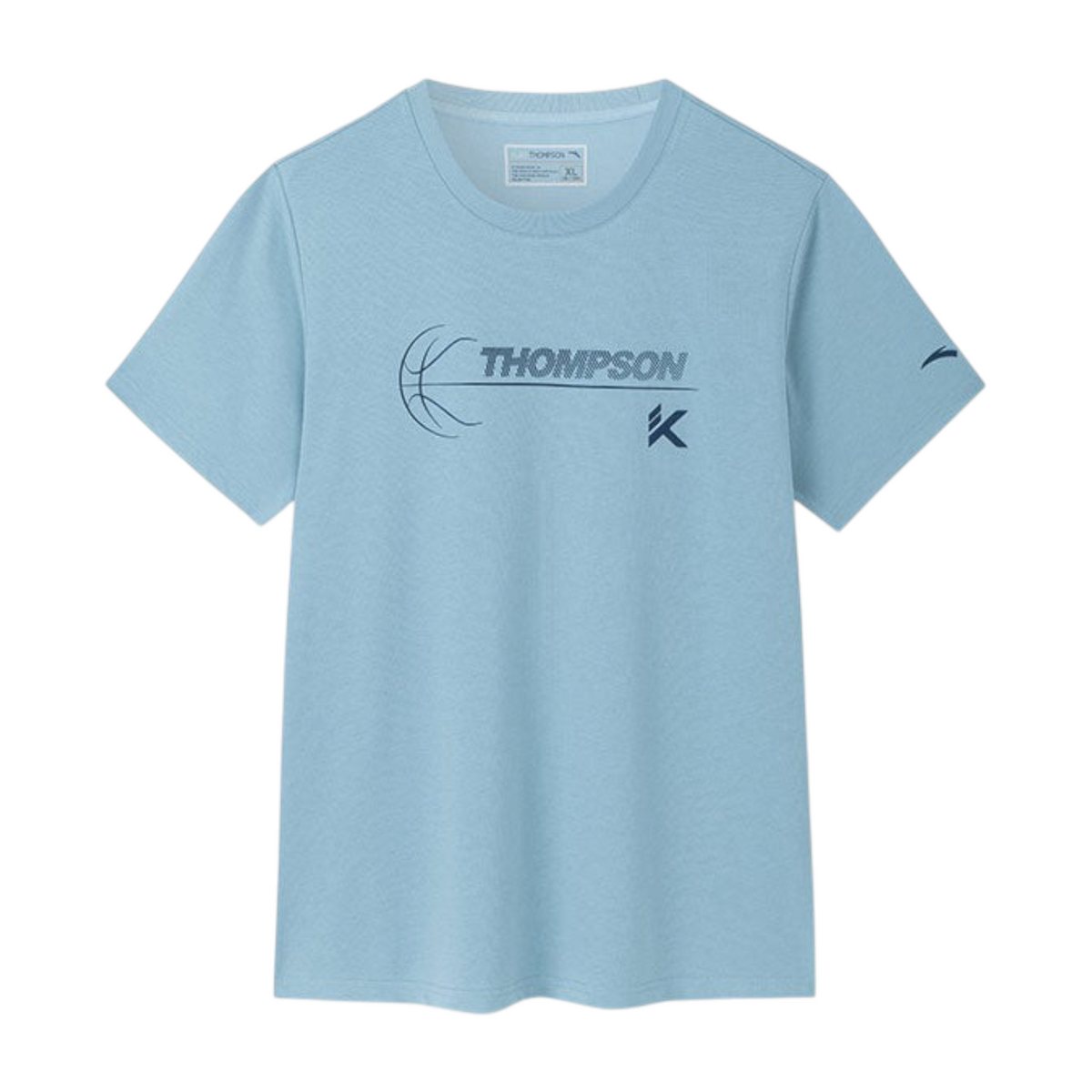 FRG ANTA blue basketball short sleeve t-shirt with Thompson graphic print and breathable cotton blend fabric