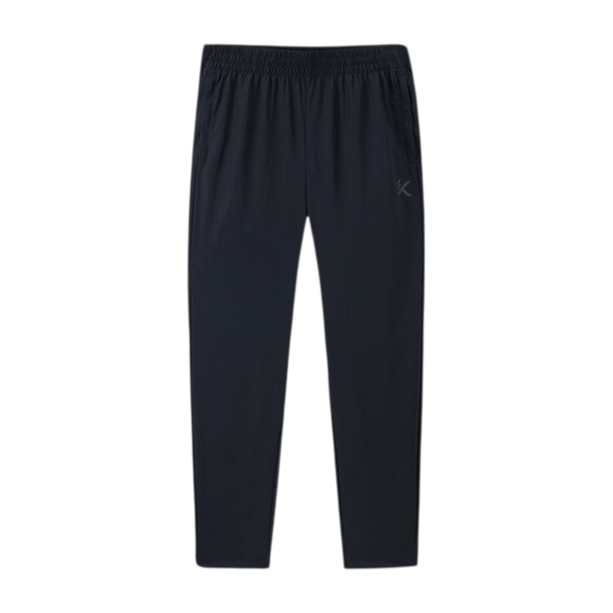 FRG ANTA Splash Express black knit track pants with four-way stretch fabric and elastic waistband for athletic wear.
