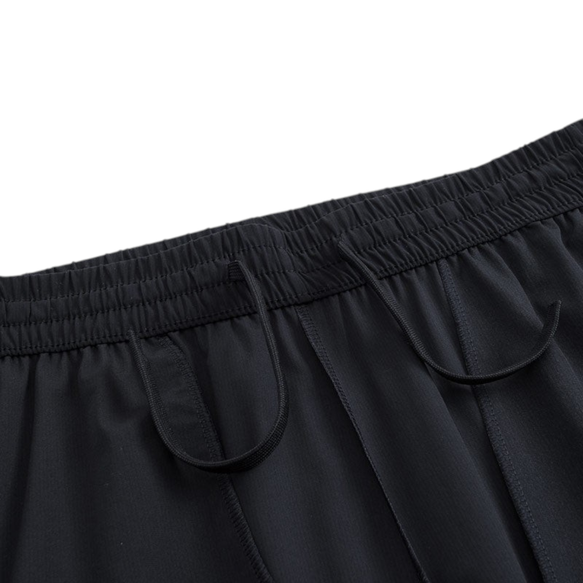 FRG ANTA Splash Express black knit track pants featuring an elastic waistband with adjustable drawstring detail