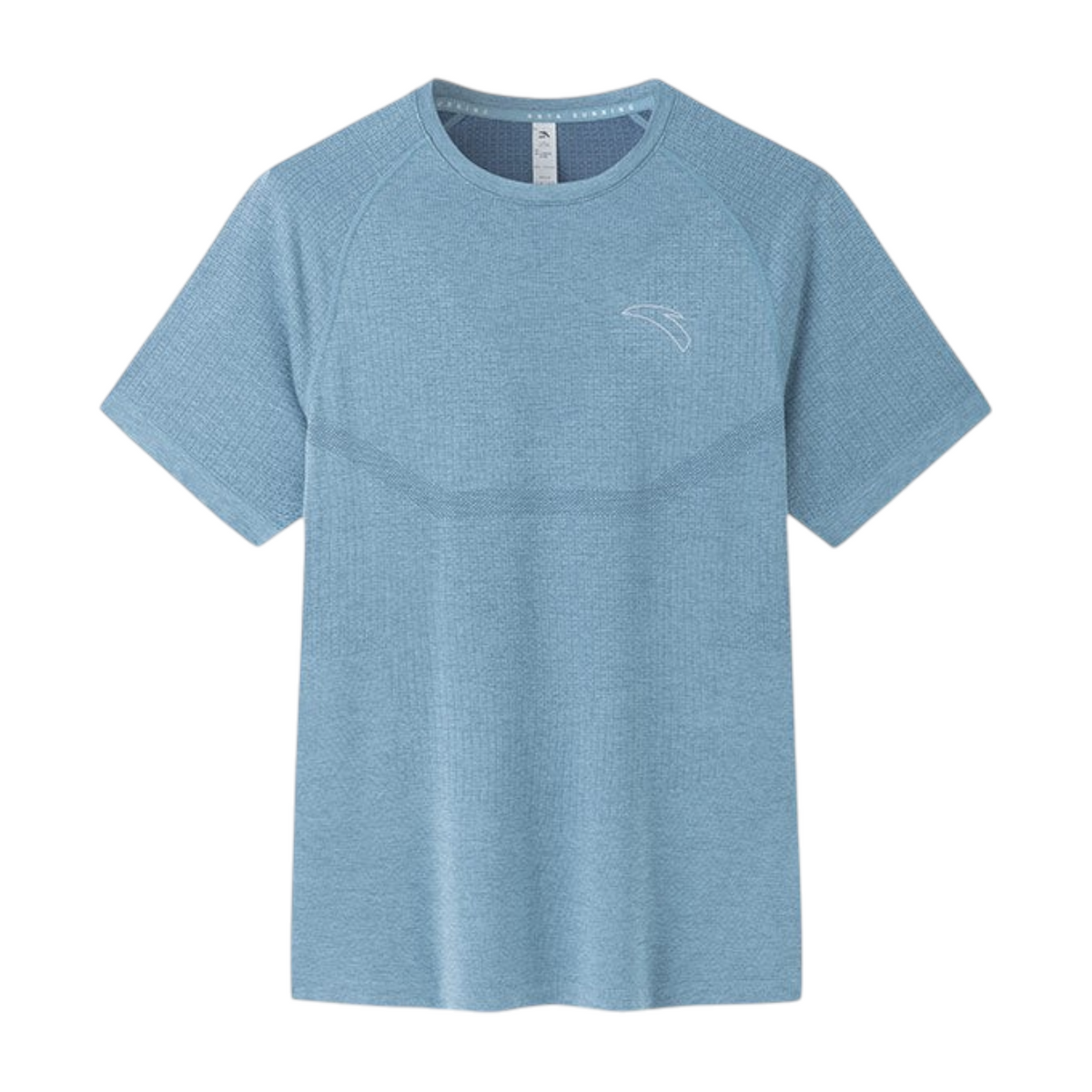 FRG ANTA heather blue short sleeve running t-shirt with breathable moisture-wicking fabric and crew neck design.