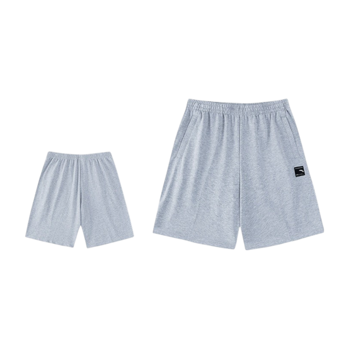 FRG ANTA knit half pants in heather grey cotton blend with elastic waistband and small logo patch