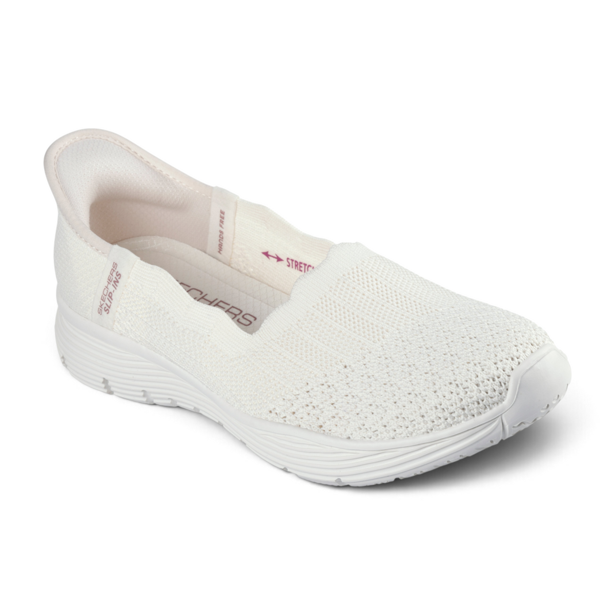 FRG Skechers Seager Believe It slip-on shoe in white with breathable knit upper and cushioned sole