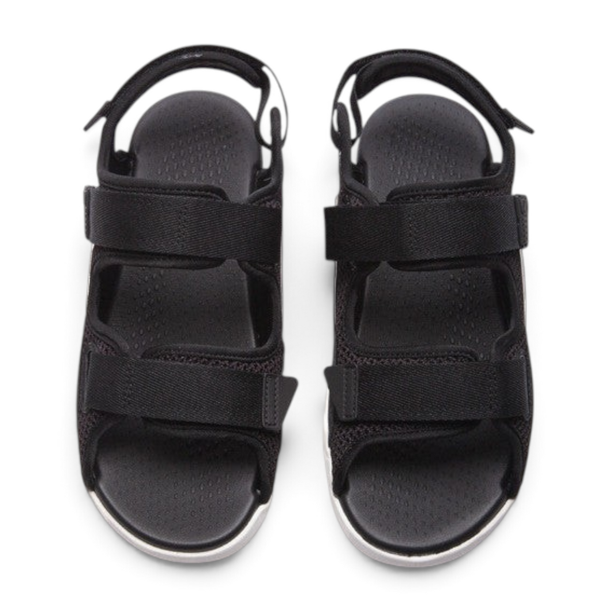FRG ANTA women's black basic sandals with adjustable hook-and-loop straps, mesh upper, and cushioned footbed.