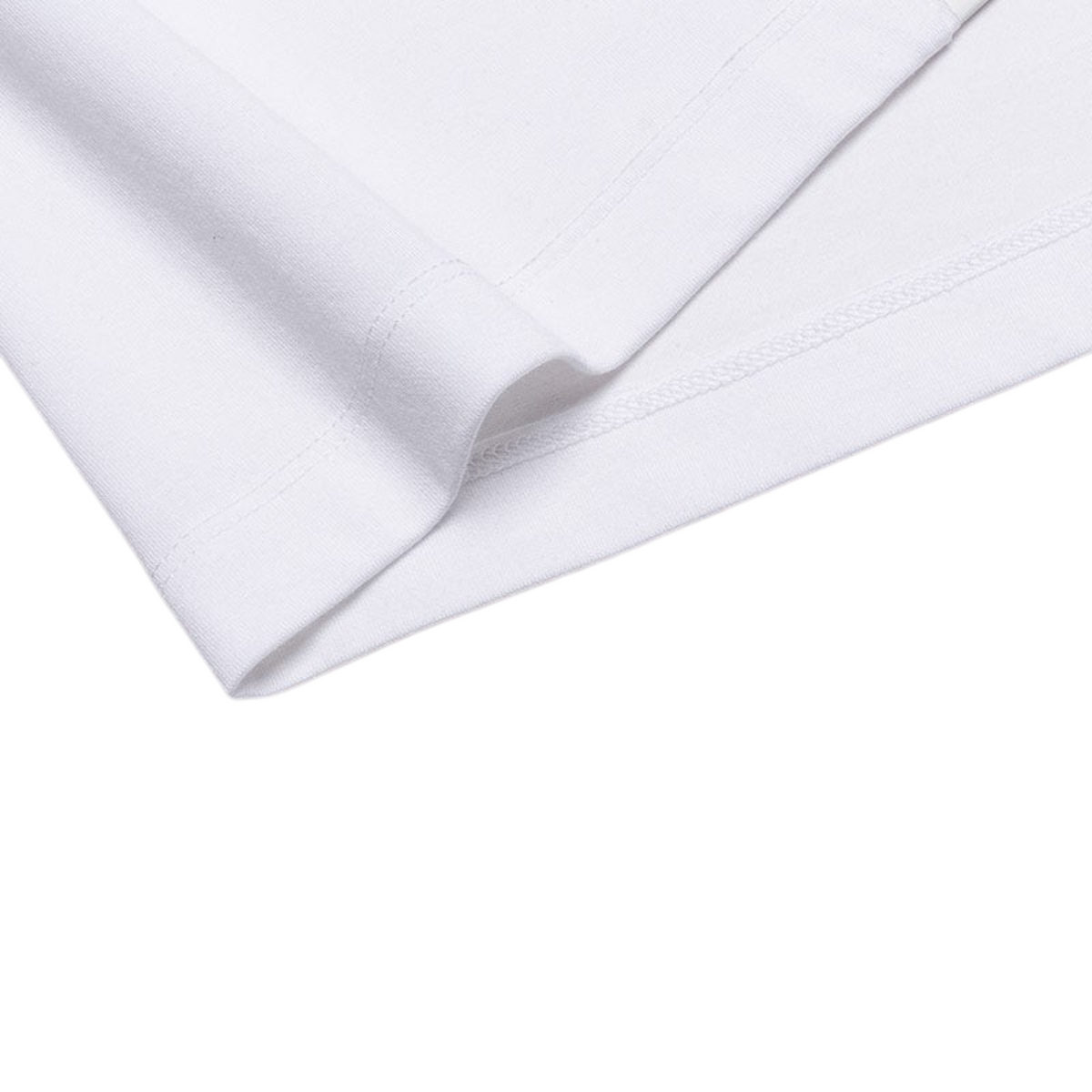 Close-up of the hem and soft fabric texture of a white ANTA Sorona cross training T-shirt by FRG