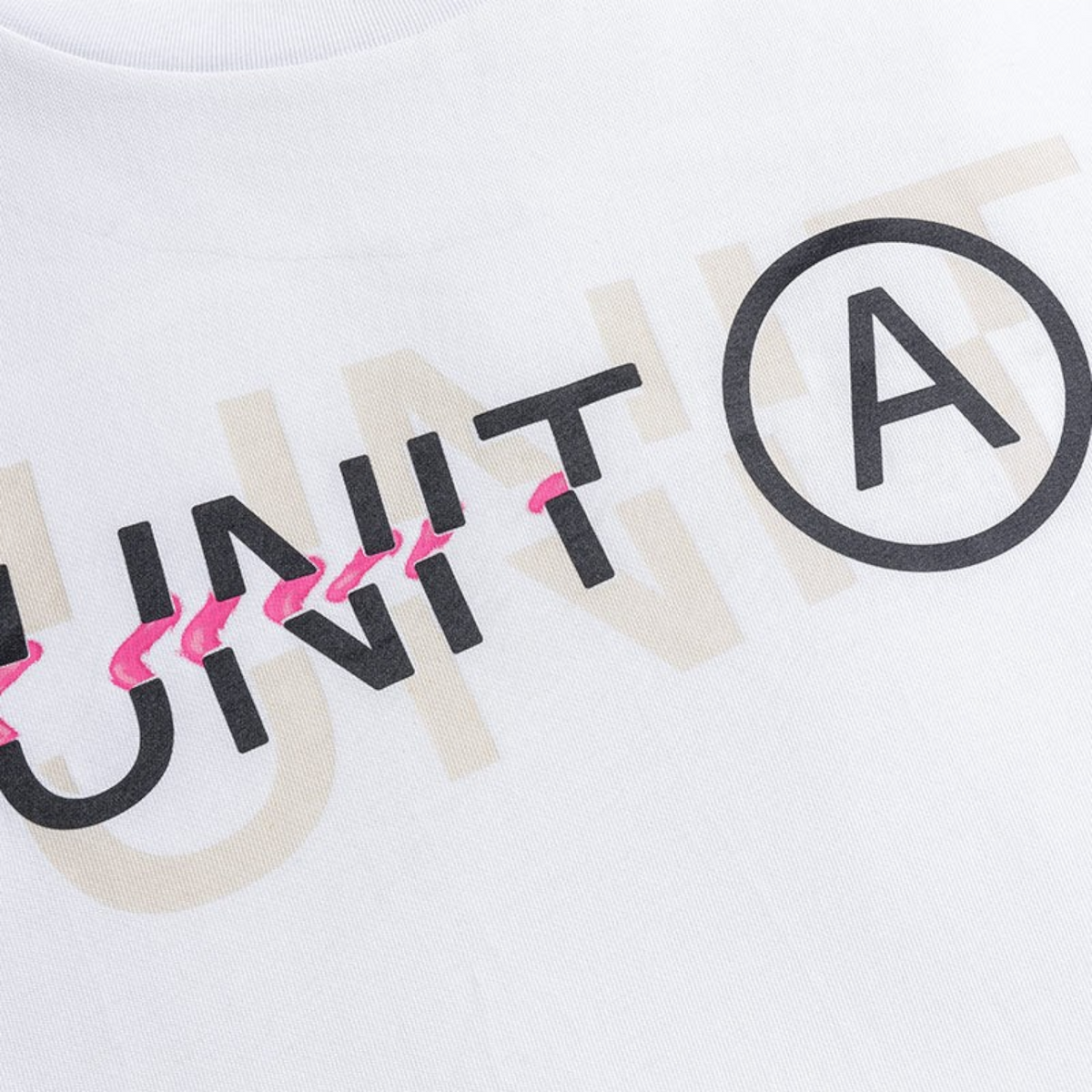 FRG ANTA Sorona Plus snow white short sleeve training t-shirt with black and pink graphic logo detail