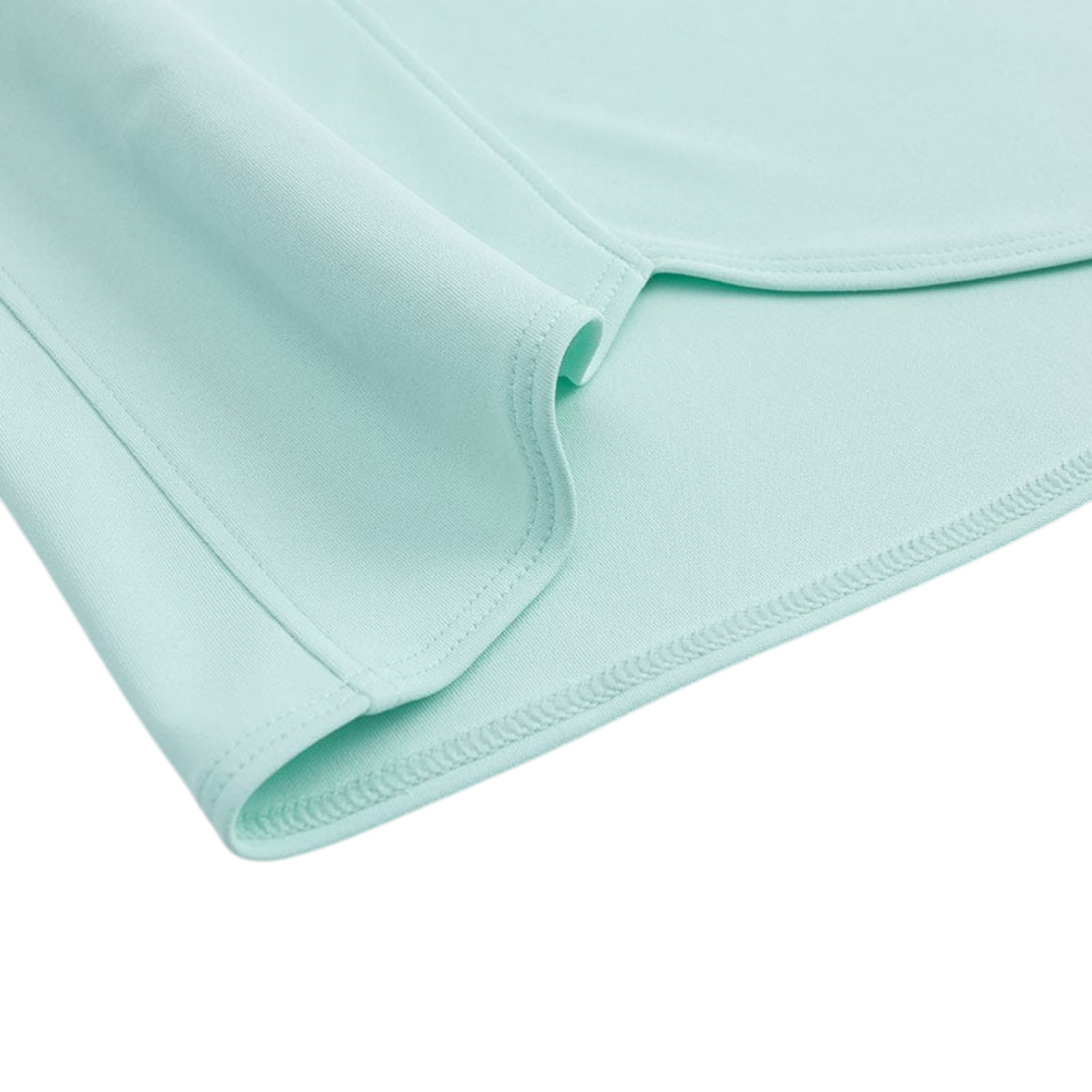 FRG ANTA light green polyester running t-shirt fabric detail showing moisture-wicking texture and hem stitching