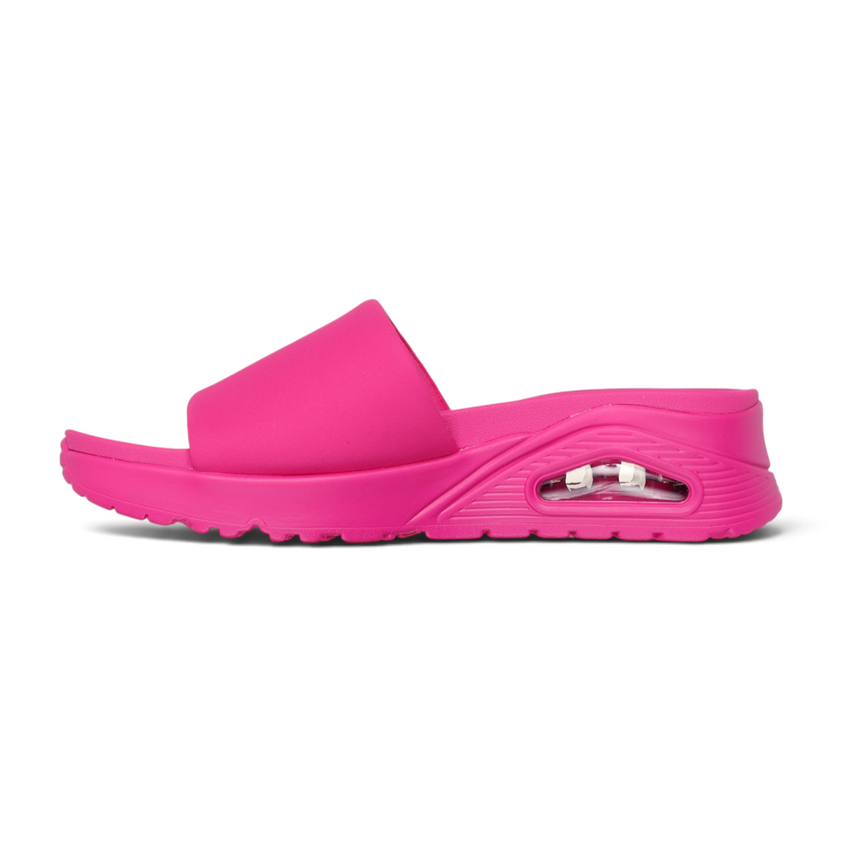 FRG SKECHERS Street Tres-Air Uno Vision-Airy slip-on slide sandal in vibrant hot pink with visible air-cushion heel