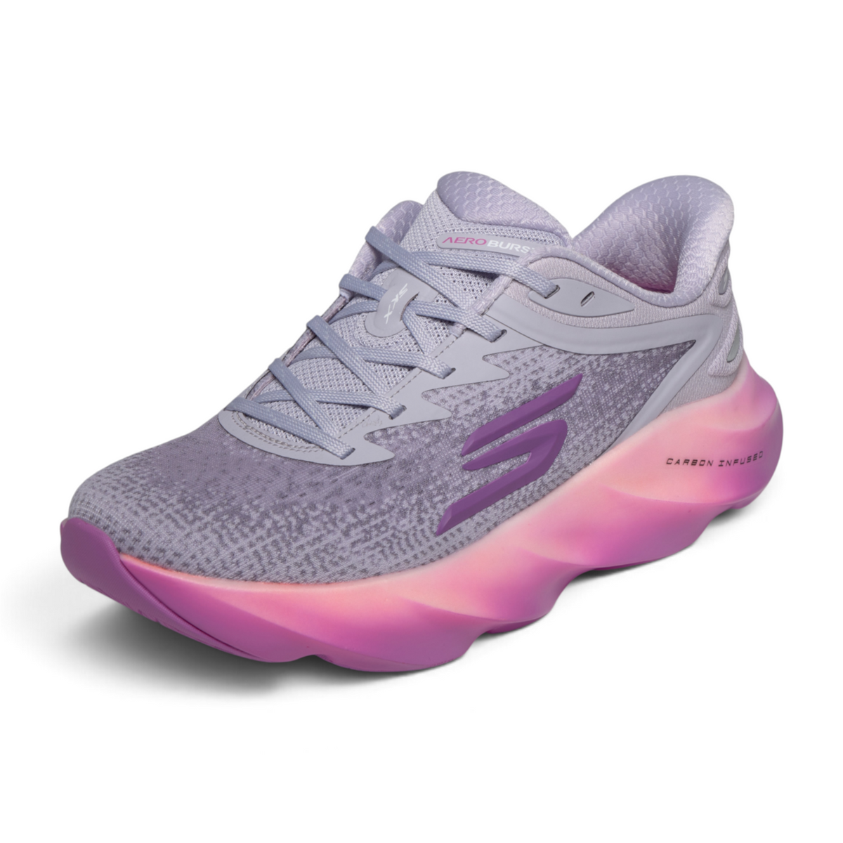 FRG Skechers SKX Aero Wave Burst running shoe in lavender mesh with a pink gradient Hyper Burst cushioned sole.