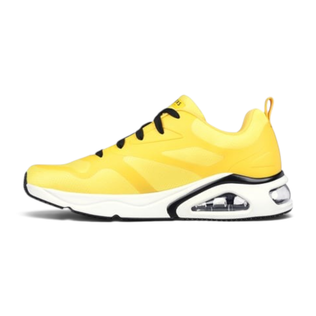 FRG TRES-AIR UNO yellow athletic sneaker with Skech-Air visible airbag midsole and black lace-up closure