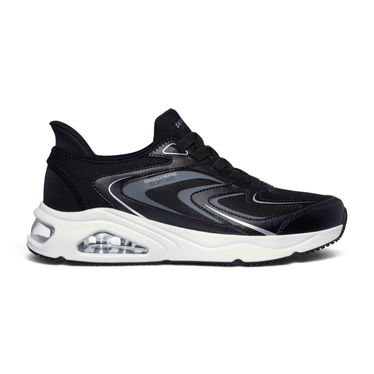 FRG TRES-AIR UNO VISION-AIRY SL black slip-in sneaker with white cushioned midsole and visible air-cushion heel