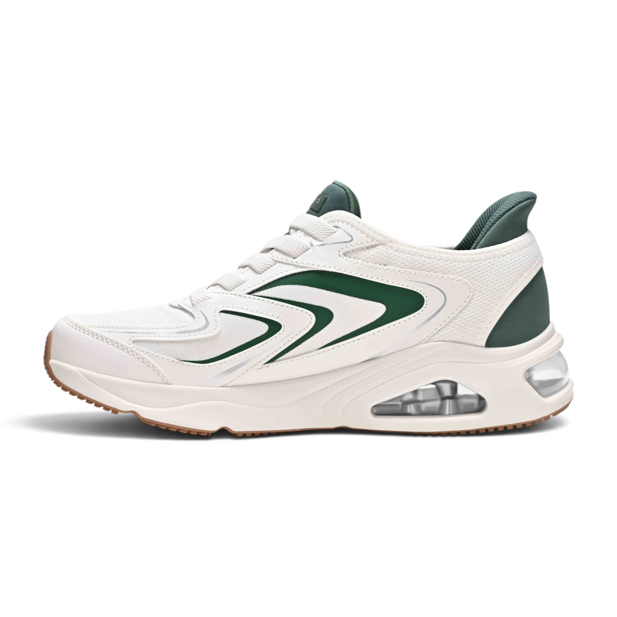 FRG TRES-AIR UNO VISION-AIRY SL white and dark green athletic sneaker with mesh upper and visible air cushioning sole